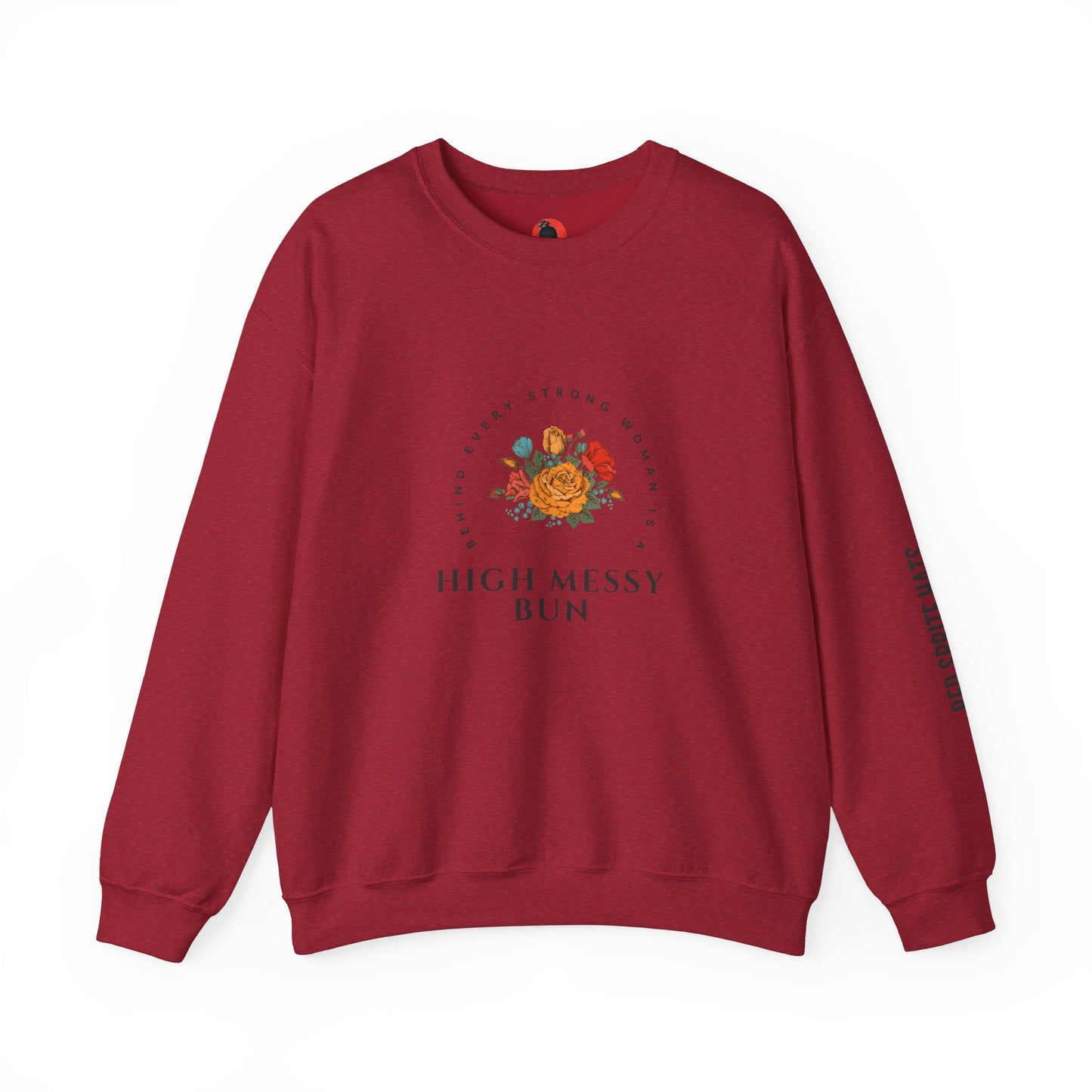 Strong Woman Messy Bun Crewneck Sweatshirt