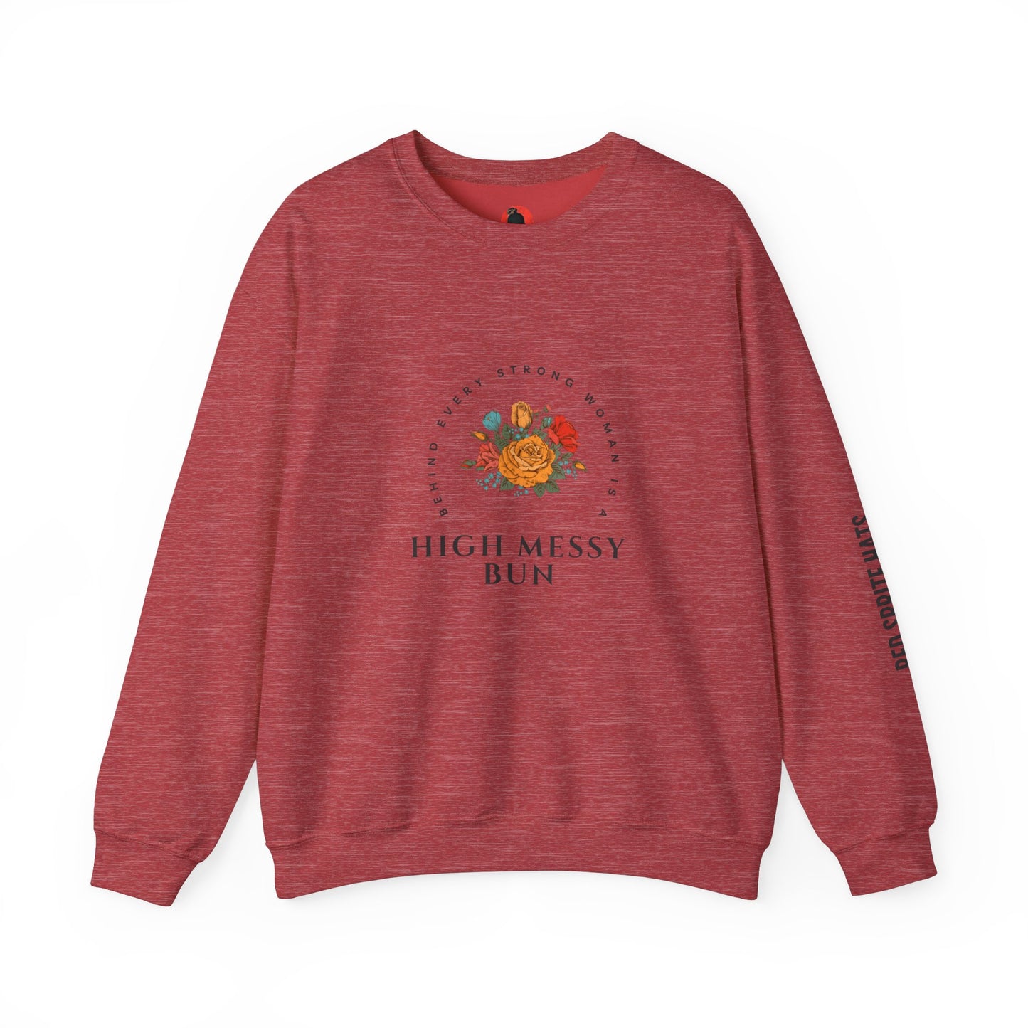 Strong Woman Messy Bun Crewneck Sweatshirt