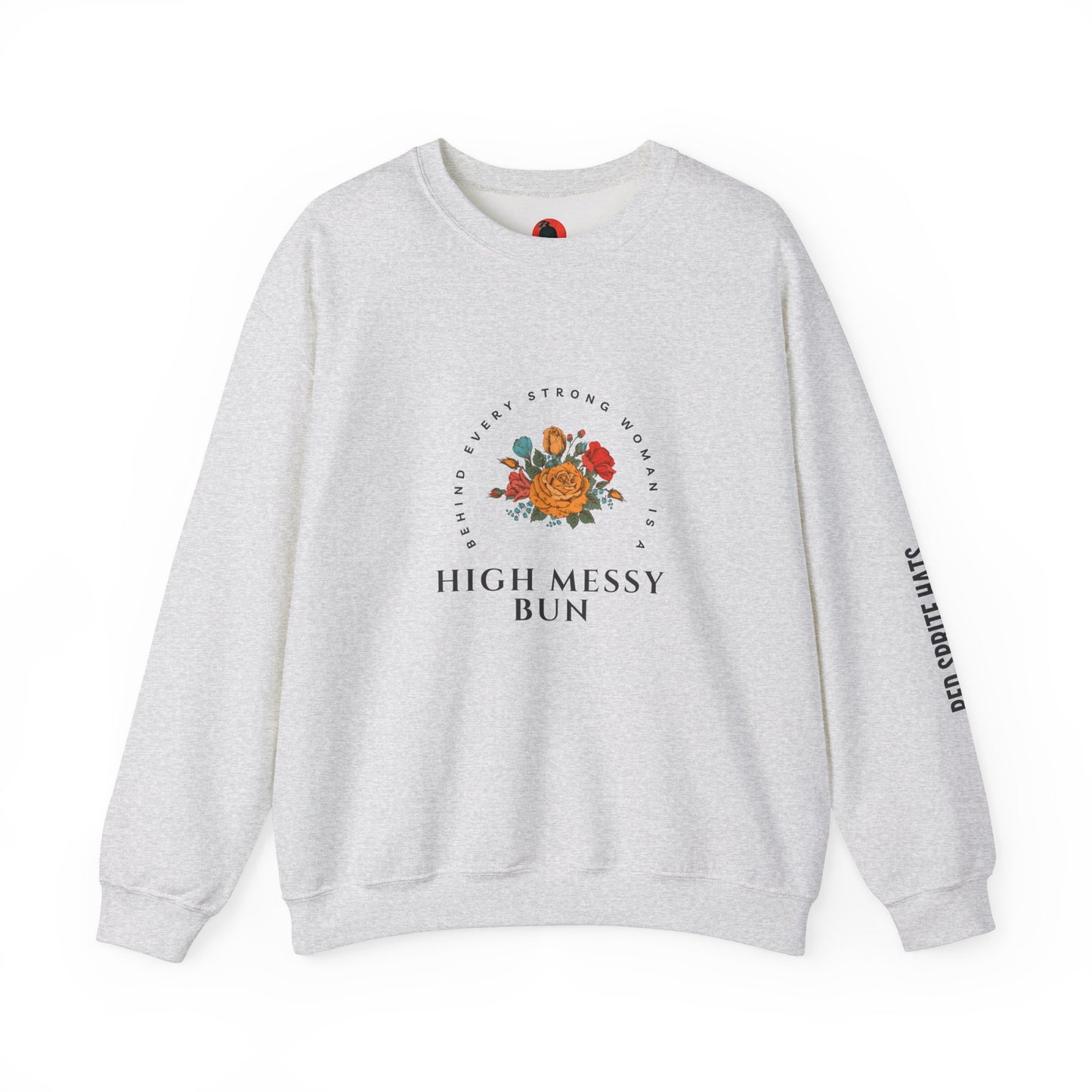 Strong Woman Messy Bun Crewneck Sweatshirt