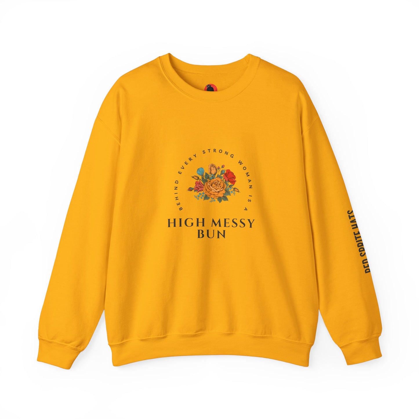 Strong Woman Messy Bun Crewneck Sweatshirt