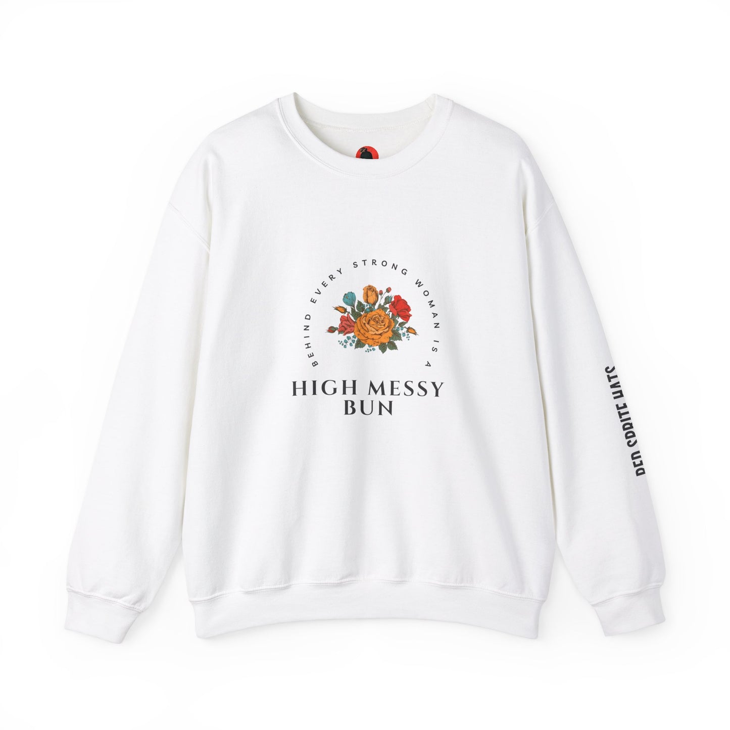 Strong Woman Messy Bun Crewneck Sweatshirt