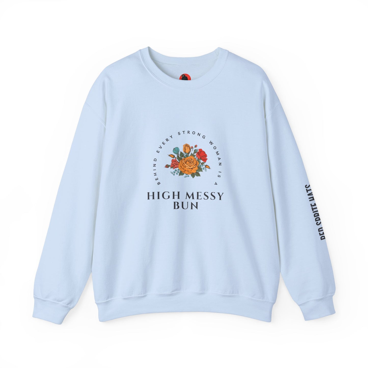 Strong Woman Messy Bun Crewneck Sweatshirt