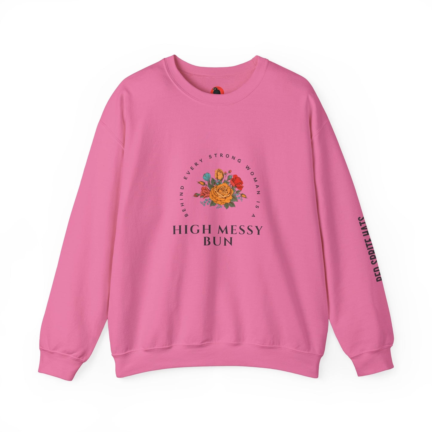 Strong Woman Messy Bun Crewneck Sweatshirt