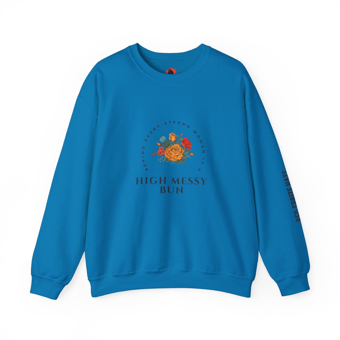 Strong Woman Messy Bun Crewneck Sweatshirt
