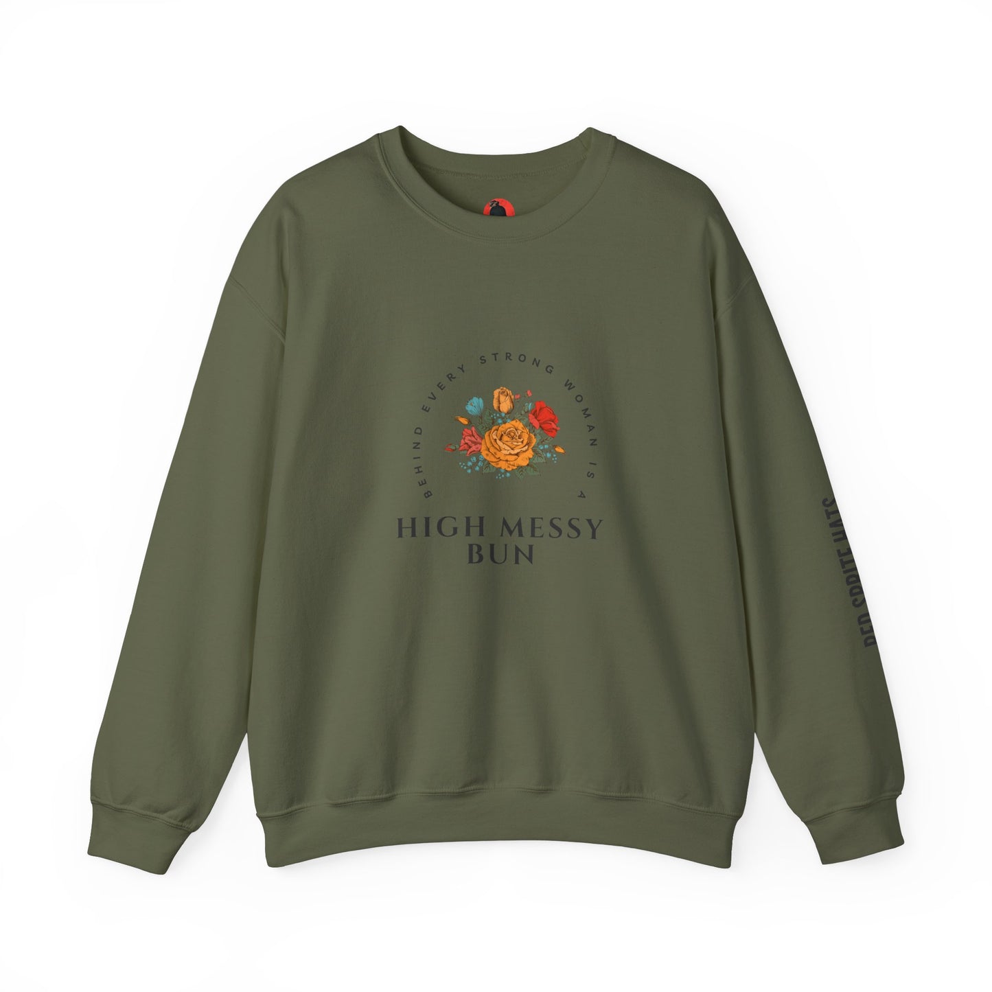 Strong Woman Messy Bun Crewneck Sweatshirt