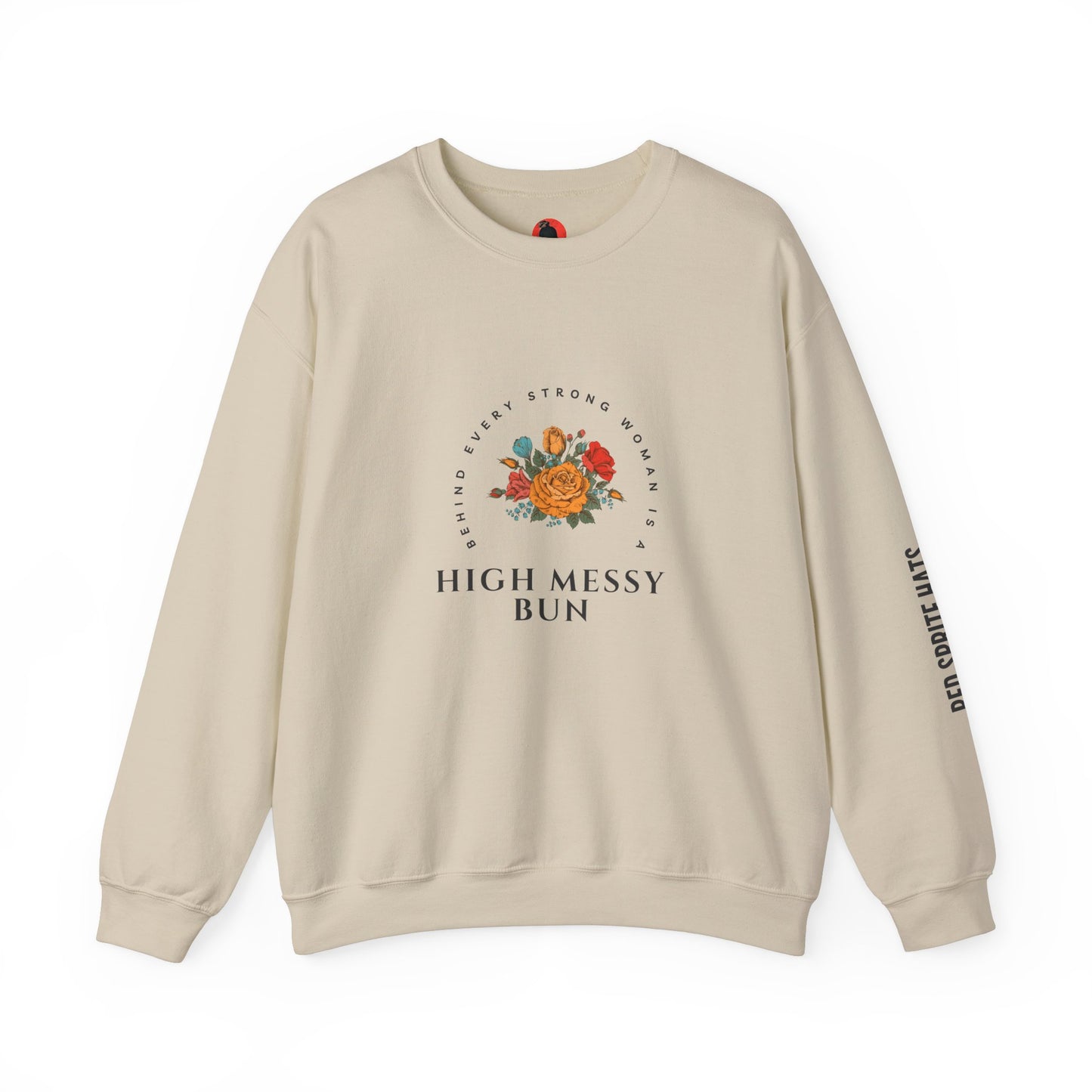 Strong Woman Messy Bun Crewneck Sweatshirt