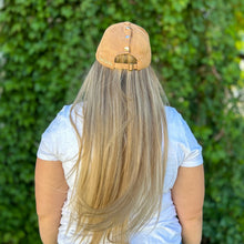 Load image into Gallery viewer, back view of hidden messy bun baseball cap. cc ponytail hat. best long hair hats
