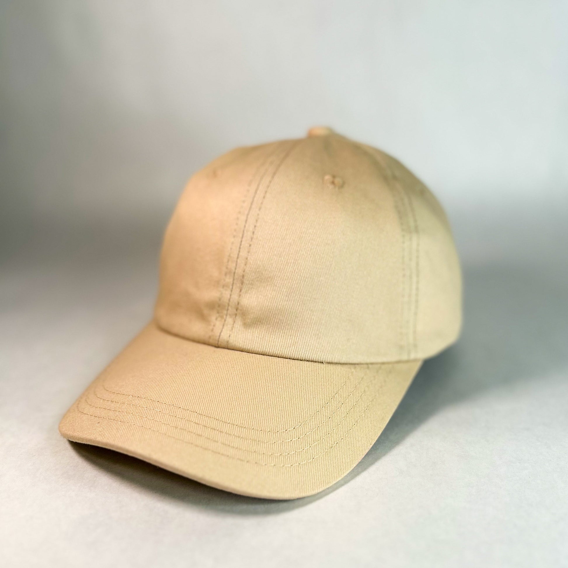 front view of red sprite hats sand tan best brand of women's baseball caps for messy buns and high ponytiails