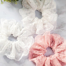 Load image into Gallery viewer, white and pink fancy lace scrunchies red sprite hats
