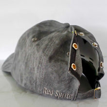 Load image into Gallery viewer, back view of snap-up baseball cap with silver snaps open on red sprite hats
